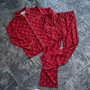 HARRY POTTER Authentic Glasses Pattern Pajama Set Cozy Whimsical Wizard Cottage